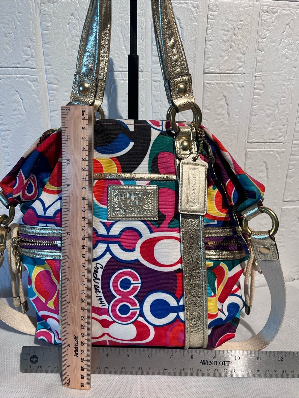 Vintage Coach Poppy Spotlight Op Art Graffiti Canvas handbag - Picture 12 of 12